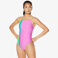 Color Block Tie Back One Piece