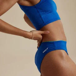 Flu3nte Embossed Cheeky Solid High Waist Bikini Bottom