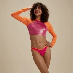 Flu3nte Foil Long Sleeve Crop Top