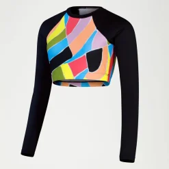 Flu3nte Print Long Sleeve Crop Top