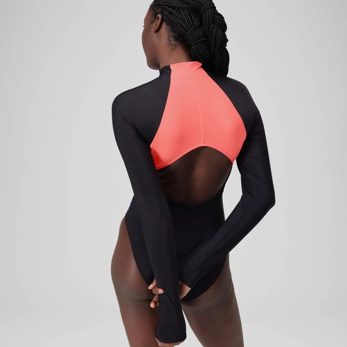 Long Sleeve Colorblock Zip One Piece