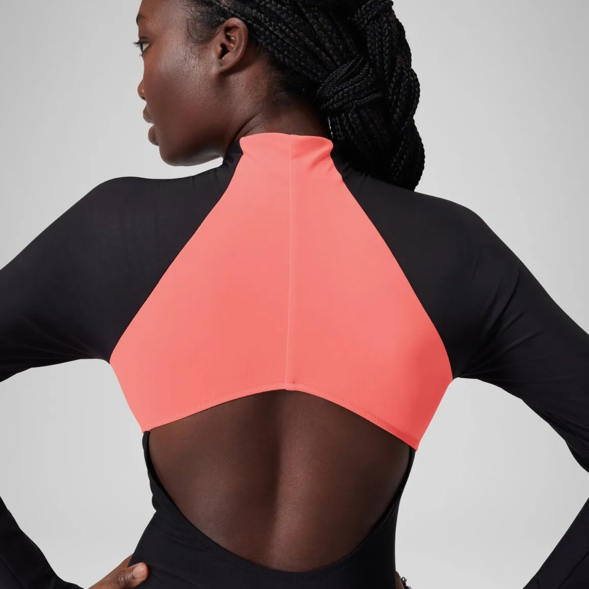 Long Sleeve Colorblock Zip One Piece