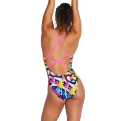 Printed Double X Back One Piece