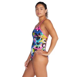 Printed Double X Back One Piece