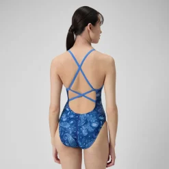 Printed Double X Back One Piece