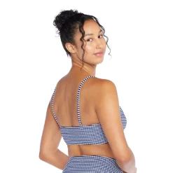 Textured Stripe Tie Front Bandeau Top