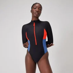 Women's Colourblock Long Sleeve Zip Swimsuit